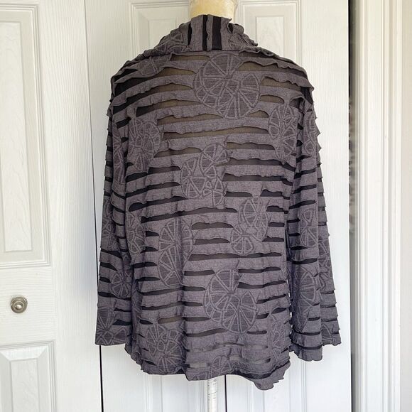 Women Sweater Draped Cardigan Large Gray Long Sleeve - Picture 2 of 16
